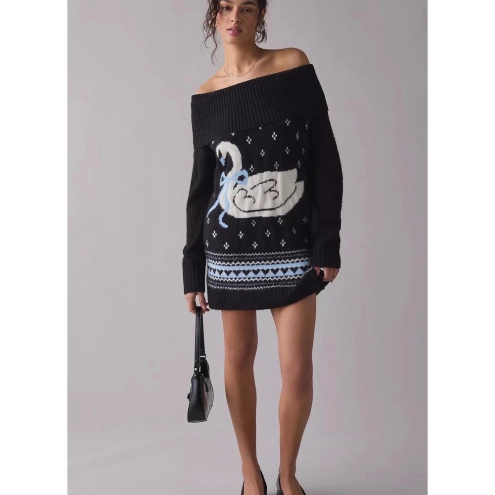 Urban Outfitters BDG Suzie Swan Off-The-Shoulder Sweater Mini Dress -NWOT Medium